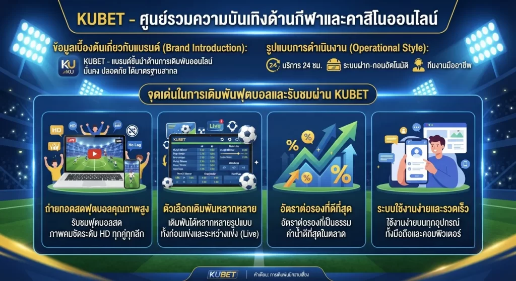 จุดเด่นในการเดิมพันฟุตบอลและรับชมผ่าน kubet